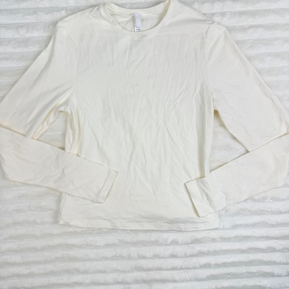 NWOT SKIMS Cotton Jersey Long Sleeve Stretch T-shirt Womens Large Marble - Picture 1 of 6